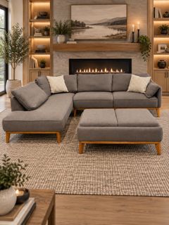 Large Slate Gray Sectional Couch