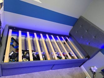 Kids twin bed frame with storage.