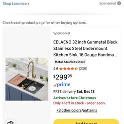 Celaeno Black Under Mount Sink 36x19