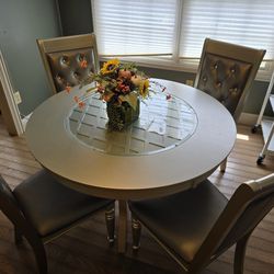 Kitchen Table W/Faux Crystals & 4 Chairs