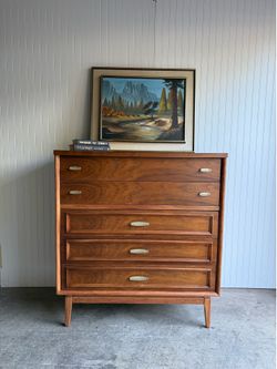 Mid Century Modern Walnut Tall Dresser