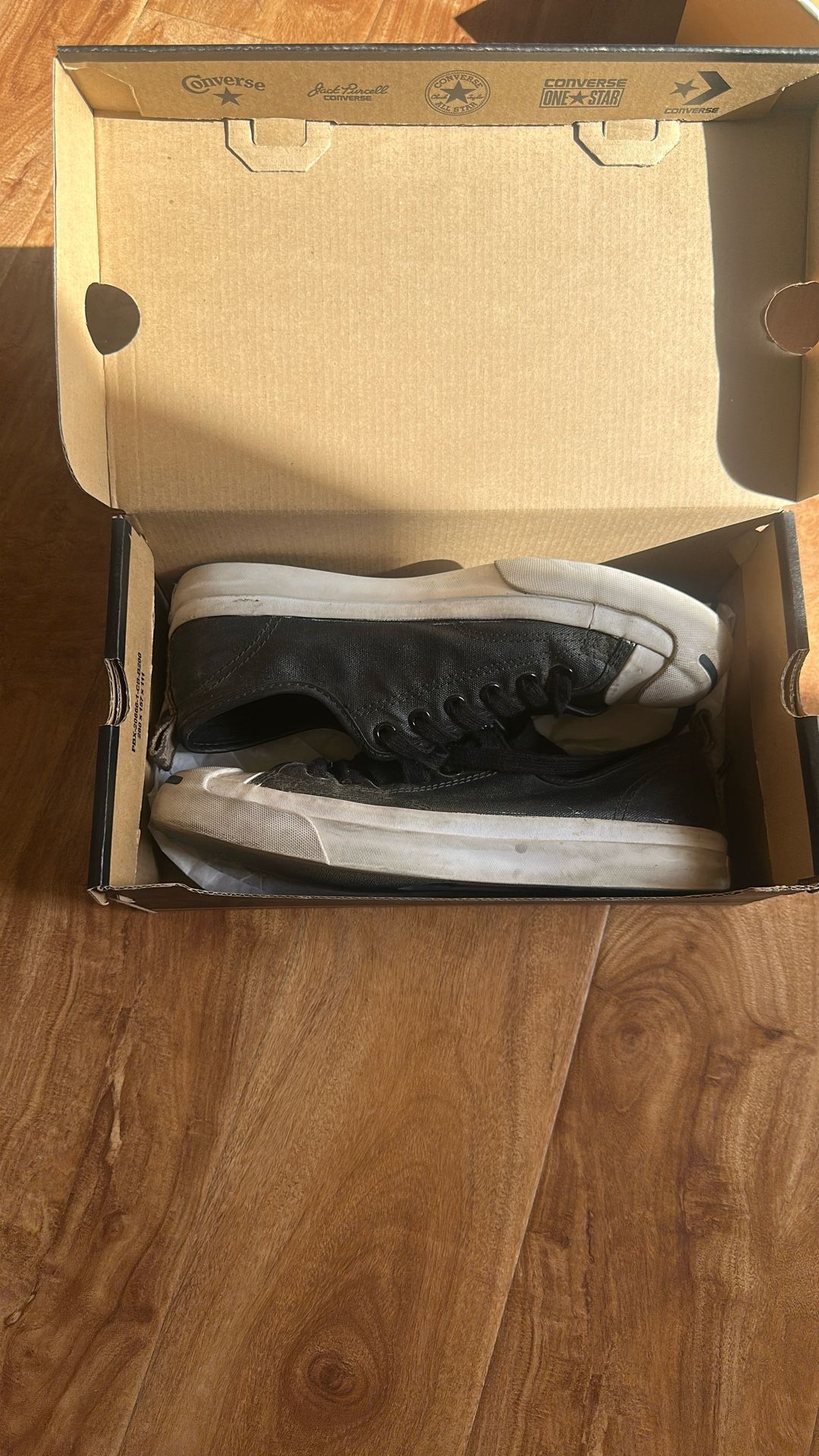 Converse Jack Purcell Black Coated Canvas Sz 7.5