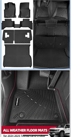 Naibeve Floor Mats for 2024 2025 Toyota Land Cruiser/Lexus GX550 5 Seats-All Weather for 2024 2025 Toyota Land Cruiser Floor Mats & Cargo Mats & Backr