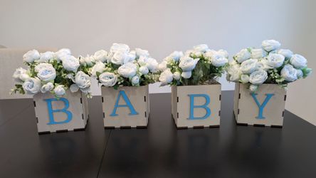 Baby shower centerpiece box with peony flower