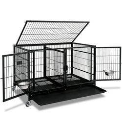 Homey Pet 43" Heavy Duty Dog Crate for Medium and Small Dogs