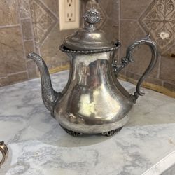 Antique pure silver tea kettle