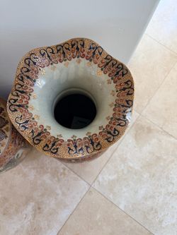 Large Hand-Painted Ceramic Vase