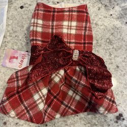 Brand New X-small Dog Red Plaid Holiday Dress 