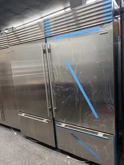 Stainless Steel Built In Sub Zero 72” Refrigerator Set Bottom Freezer