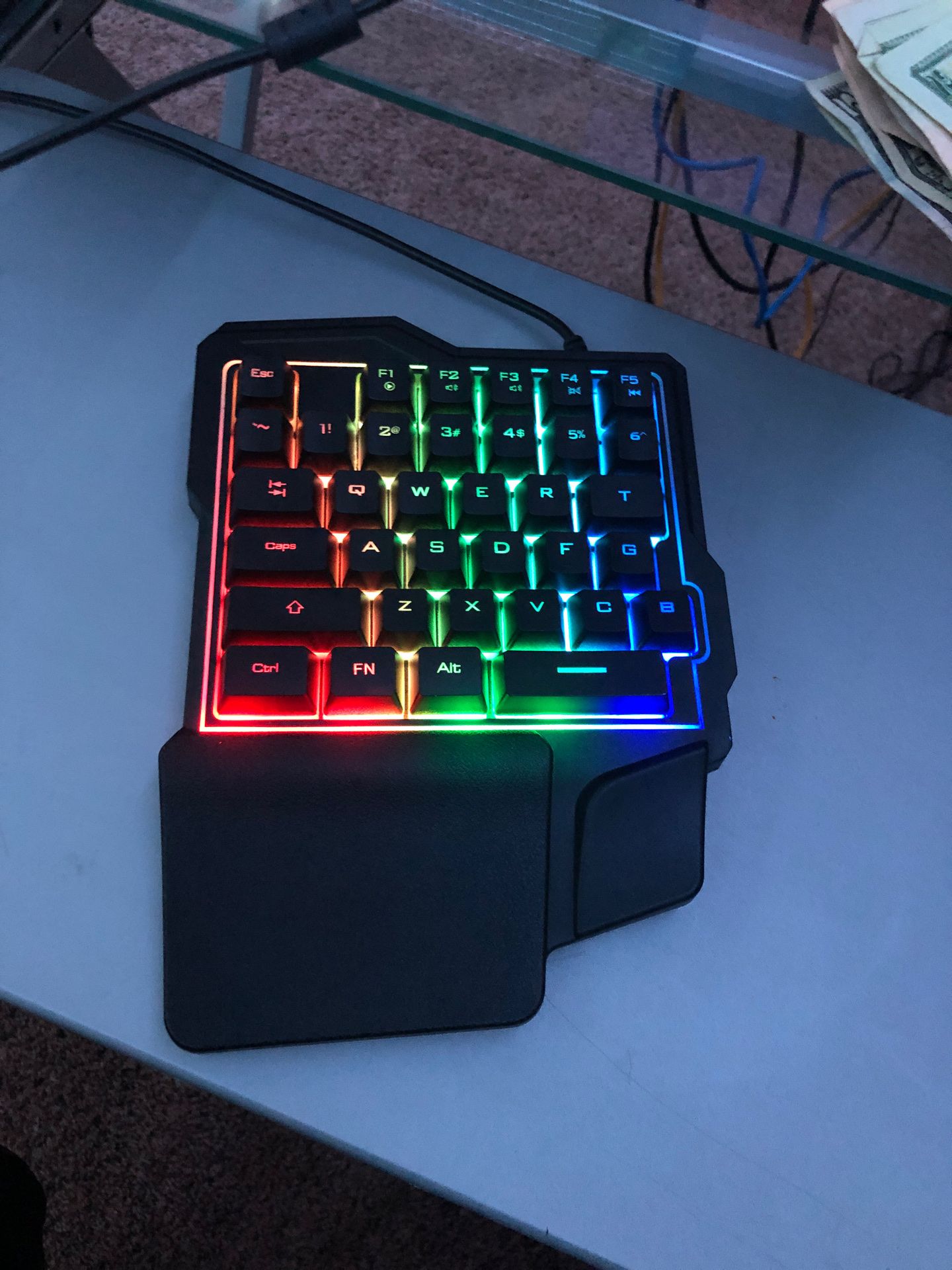 Half gaming keyboard with led lights