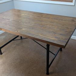 Sturdy Wood Dining Table With Metal Legs