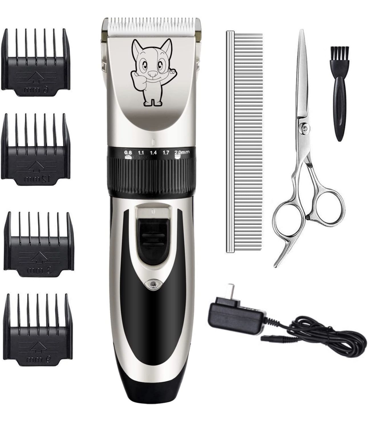 Dog Grooming Kit Clippers, Low Noise, Electric Quiet, Rechargeable, Cordless, Pet Hair Thick Coats Clippers Trimmers Set, Suitable for Dogs, Cats, and