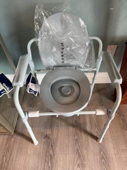 Adjustable Bedside Commode Chair w/ Accessories – $30