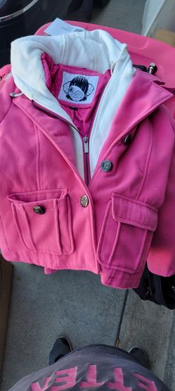 Girls L pink and white coat