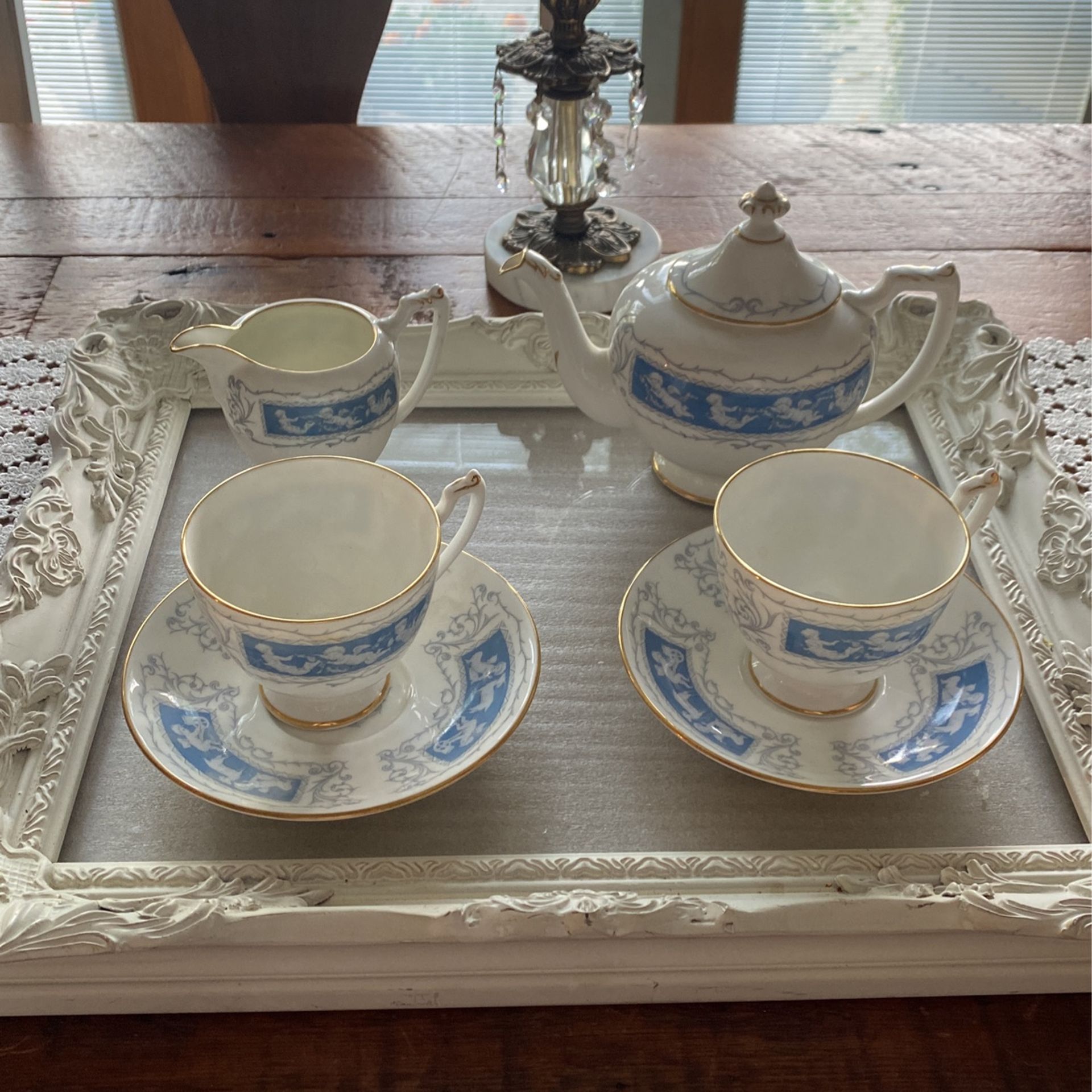 Coalport Bone China Set Made In England. Set Of Two Tea Cups & Saucers , Teapot & Creamer