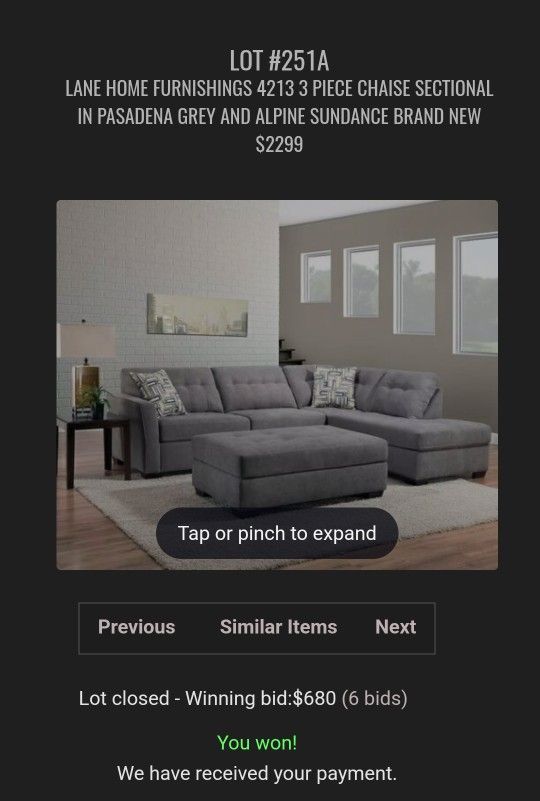 3 PIECE CHAISE SECTIONAL(NEW)