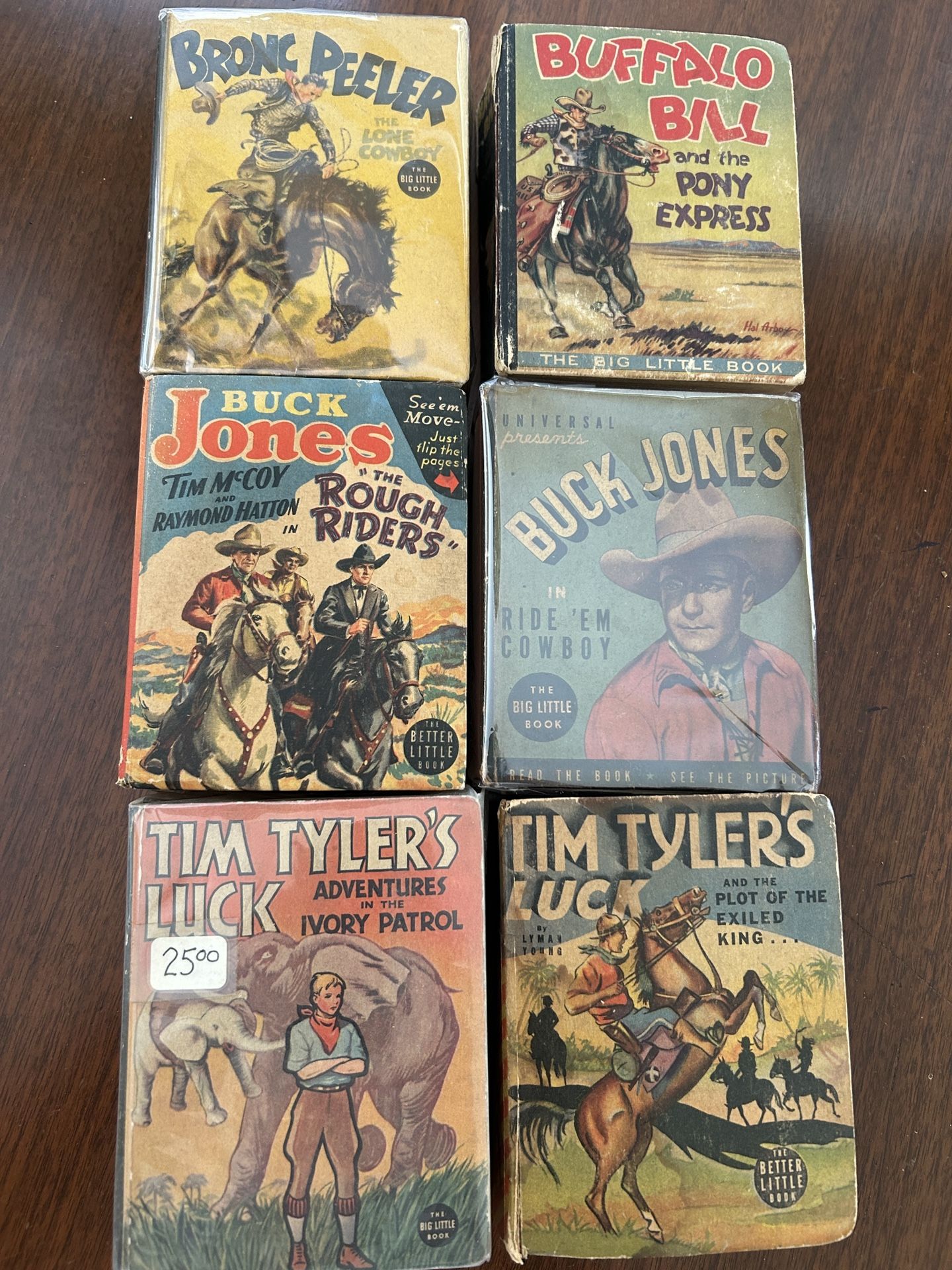 Big And Better Little Book Lot Of Western Vintage Antique Children’s Books, Buffalo Bill, Tim Tyler, Buck Jones, Etc.