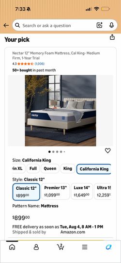 Cali king nectar mattress