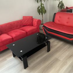 Red Couch and Table Set 