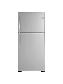 GE - 21.9 cu. ft. Top Freezer Refrigerator in Fingerprint Resistant Stainless Steel, Garage Ready