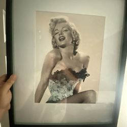 25”x20” Black Matted Glass Framed Marilyn Monroe Picture