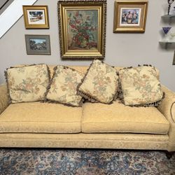 Rare Ethan Allen Sofa with Raised Paisley Upholstery
