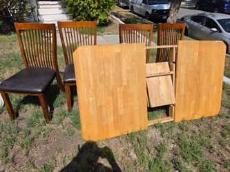 Wood Dining Table with 4 Chairs
