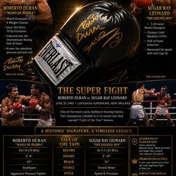 Roberto Duran & Sugar Ray Leonard Dual-Signed Boxing Glove 🔥