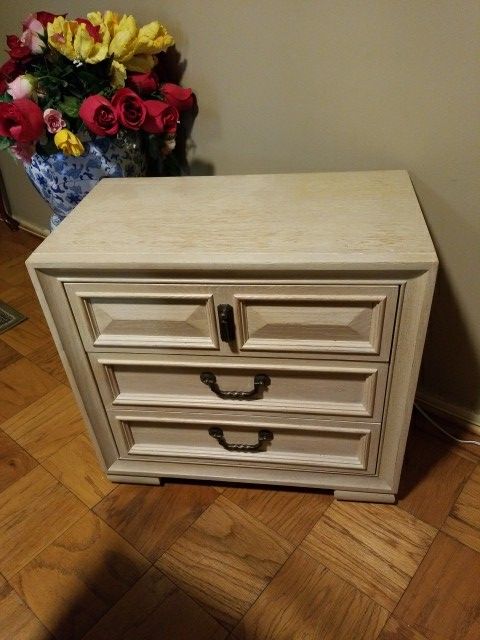 Bedroom wooden night stand and sets of plates by $40