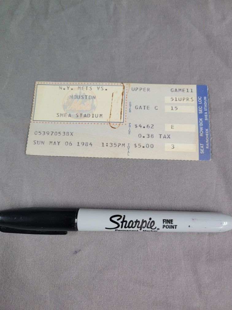 Vintage York Mets Ticket Stub, May 6, 1984