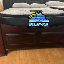 Queen Wooden Bed Frame With Mattress Cama Colchones Nuevos 