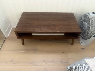 Mid-Century Wood Coffee Table with Shelf