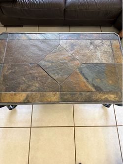 Slate and Iron 3 piece sturdy table  set