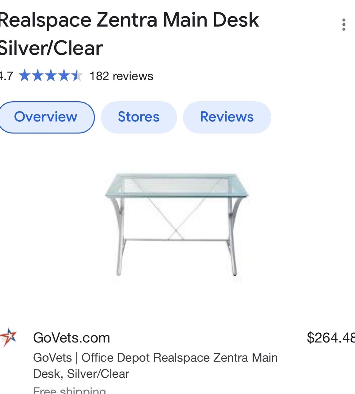 Realspace® Zentra Main Desk, Silver/Clear Glass Business Desk