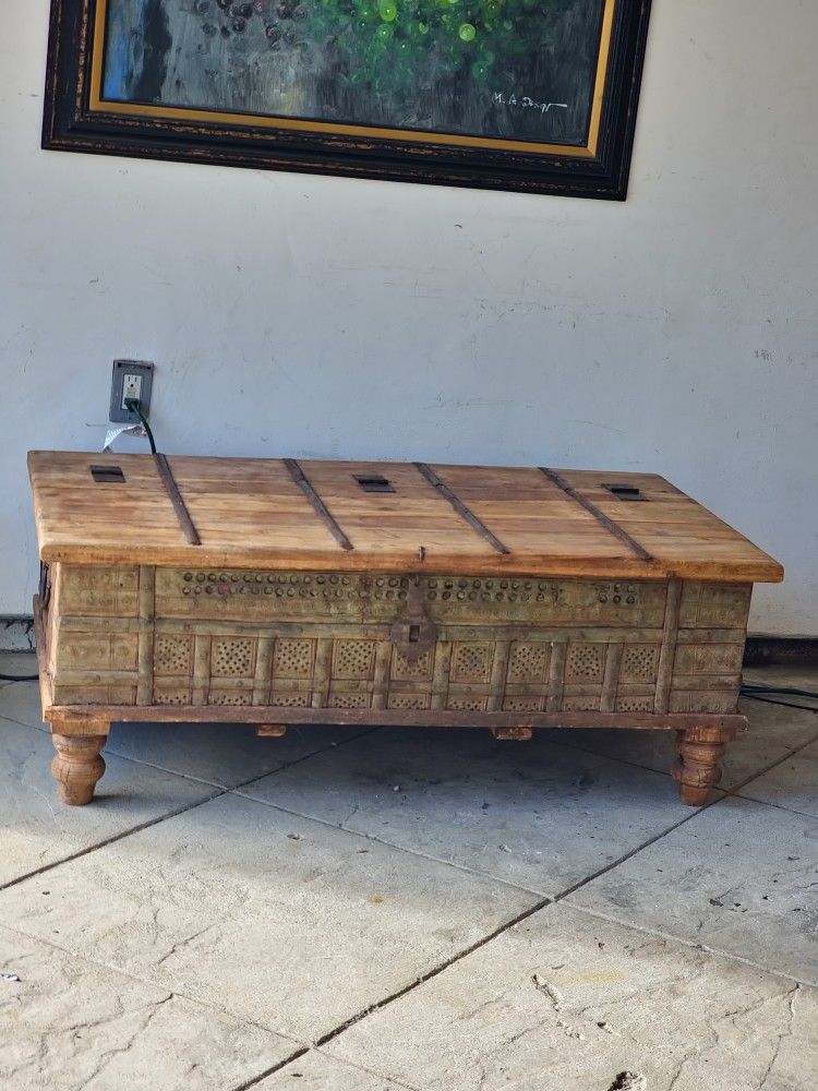 Antique Vintage Solid Wood Coffee Table 47" W 26" D 18" H