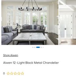 Aiwen 12 -Light Black Metal Chandelier
