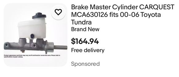 Toyota Tundra Sequoia Brake Master Cylinder