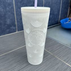 White Pearl Shell Scales Starbucks Cup 