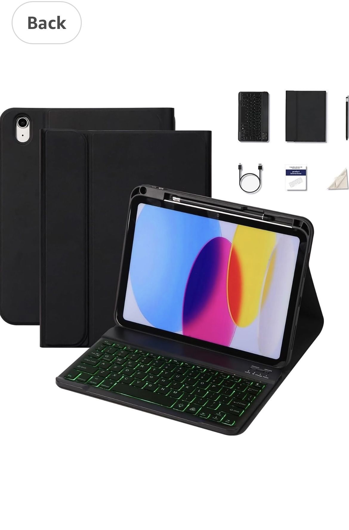 iPad 10th Generation Case with Keyboard (10.9", 2022) Included Capacitor Pen Cleaning Cloth) (Black