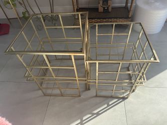Gold Metal + Glass Side Tables - $25 OBO