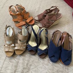 Wedge Sandals Group Of 5 Sz 7  And I Pair Sz 6.5(guess Jean )