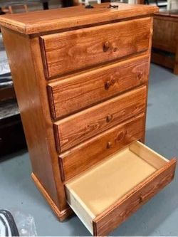 5 drawer pine oak wood