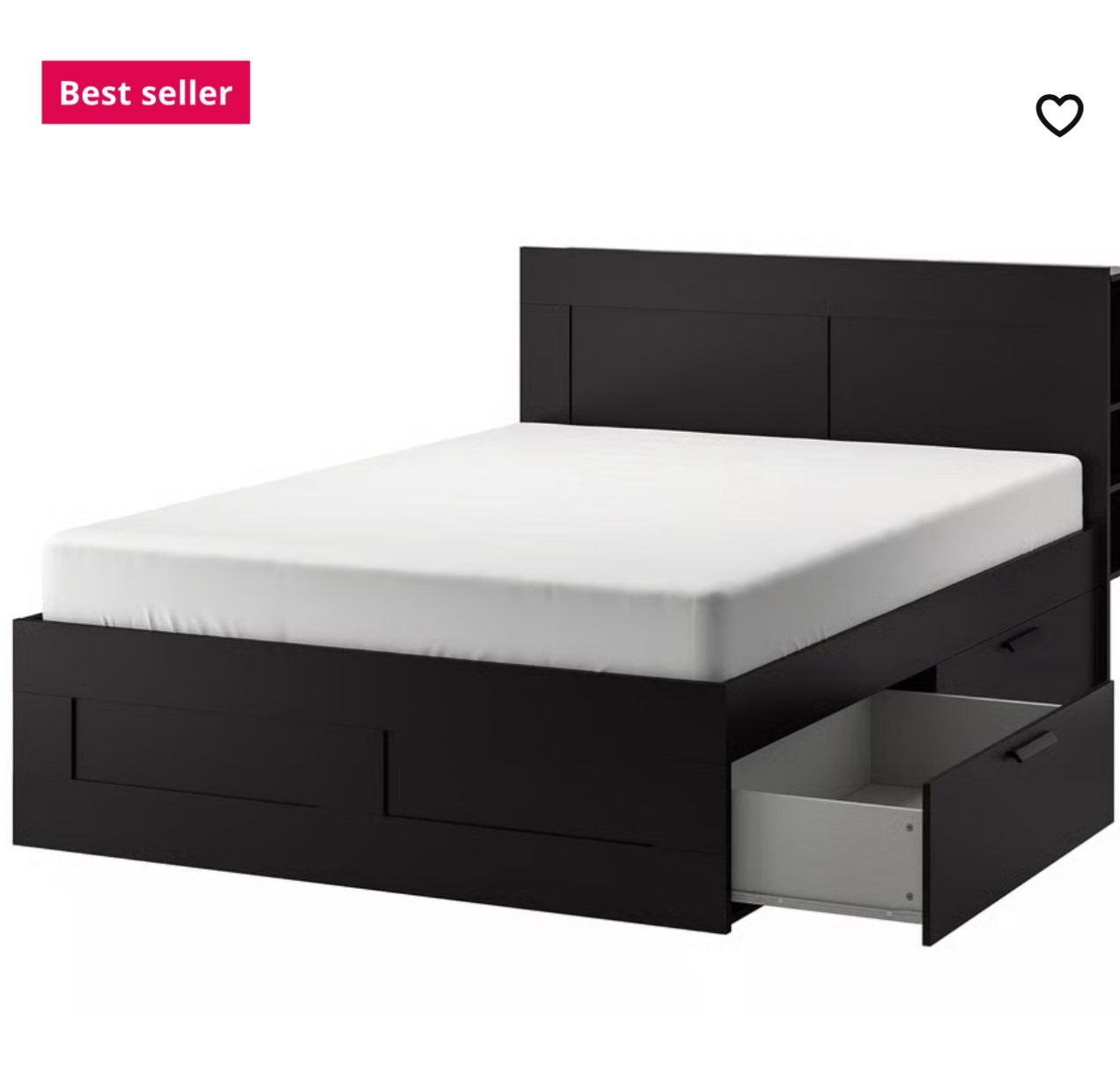 Ikea Brimnes KING Bed Frame with 4 Storage Boxes