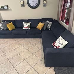 Beautiful Dark Blue Sectional Couch From LIVING SPACES LIKE NEW!!