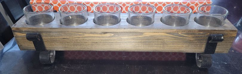 Gold Canyon Teenie Wooden Pedestal with 6 Glass Votive Cups Decorative