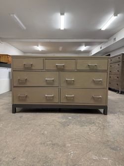 See Page for Matching Tall Chest - Large Gray Brown Beige 7 Drawer Dresser
