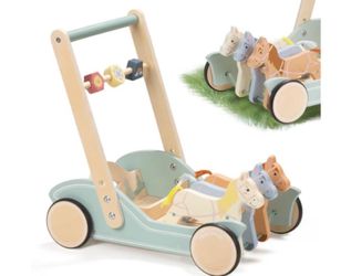 Brand New Galloping Ponies Wooden Baby Push Activity Walker