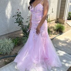 Pink Sequin Prom Dress Size 4