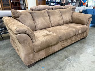 Brown Microplush 3 Seat Couch