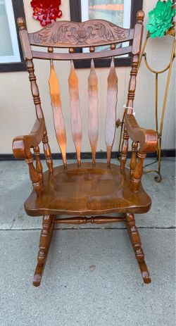 Vintage Windsor Style Brown Oak Rocking Chair